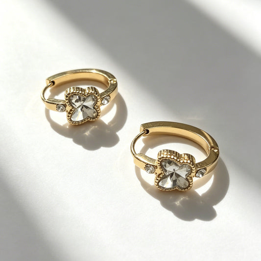 Butterfly Zircon Hoop Waterproof Earrings