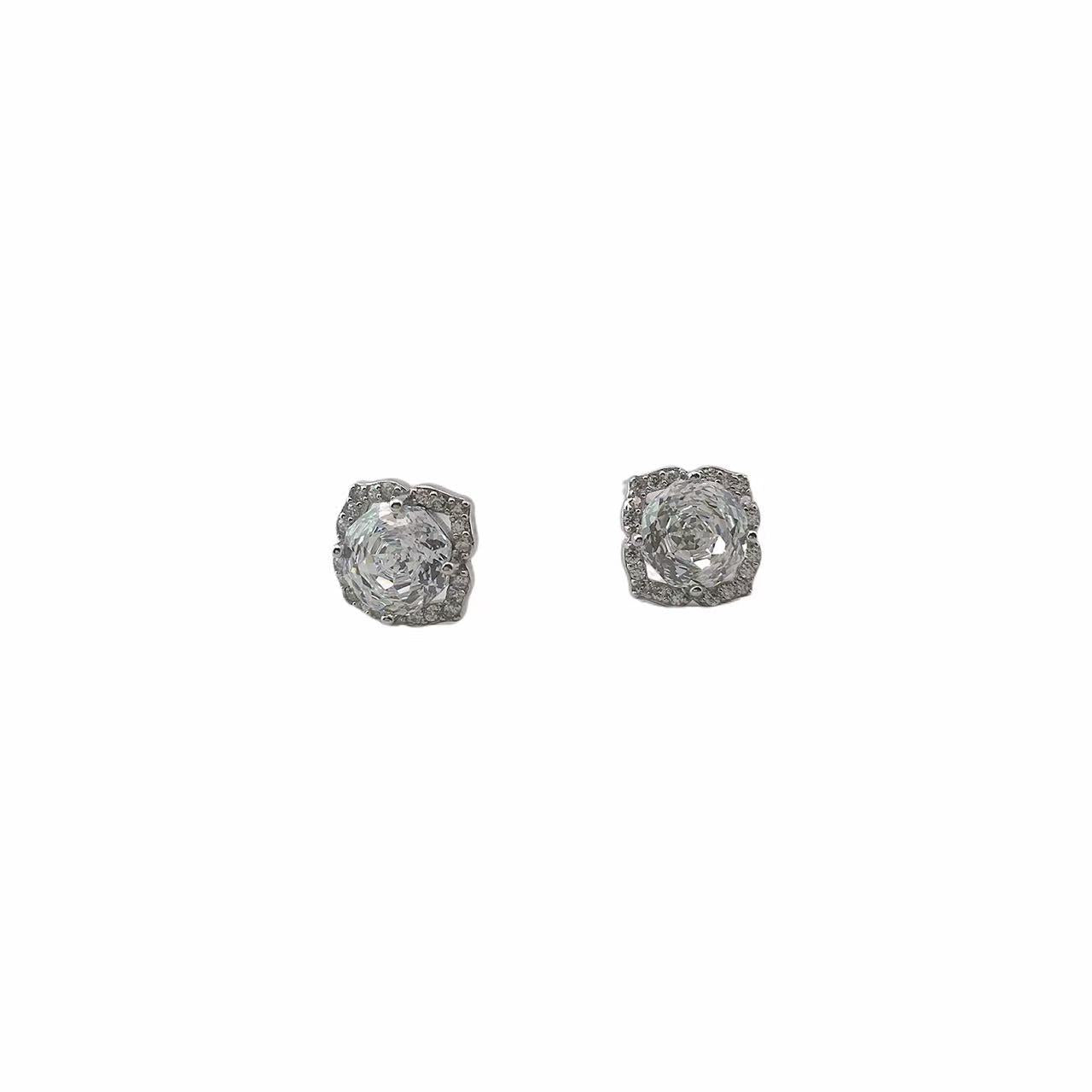 Sterling Silver Silver rose-shaped stud earrings