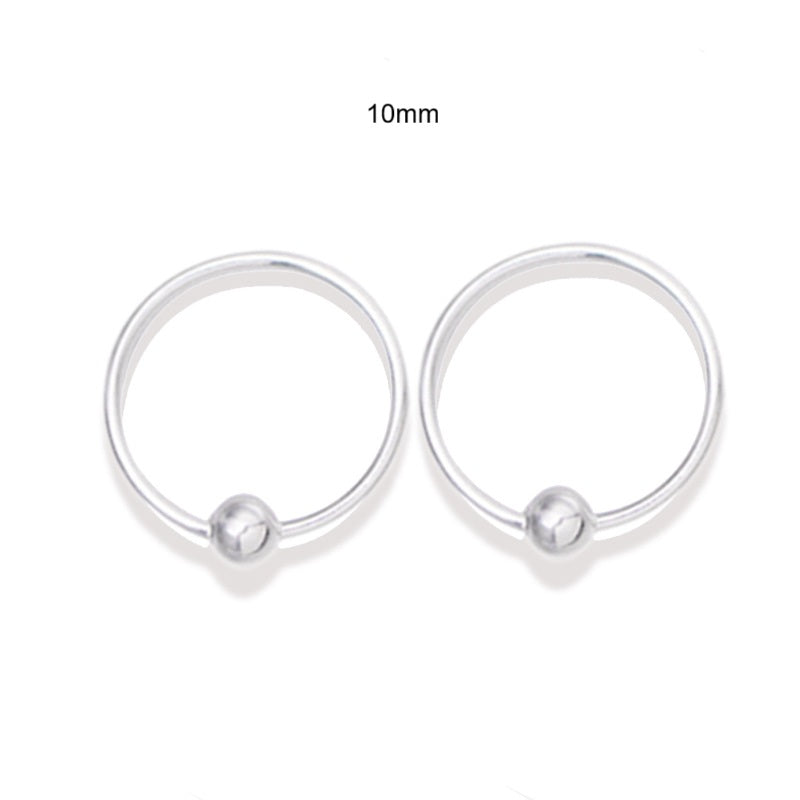Sterling Silver Ball Closure Ring Earrings