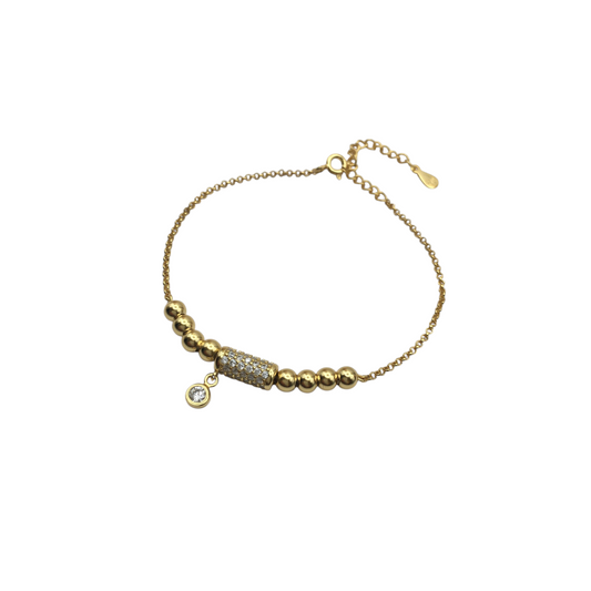 Sterling Silver Gold Plated Diamante Cylinder Bracelets