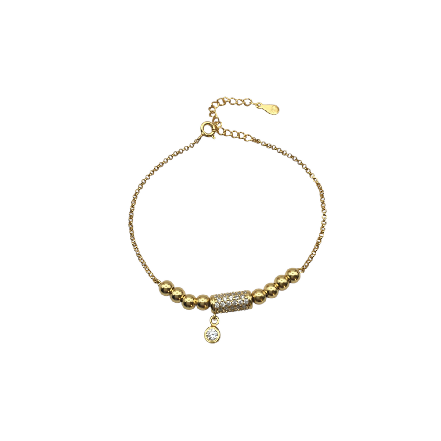 Sterling Silver Gold Plated Diamante Cylinder Bracelets