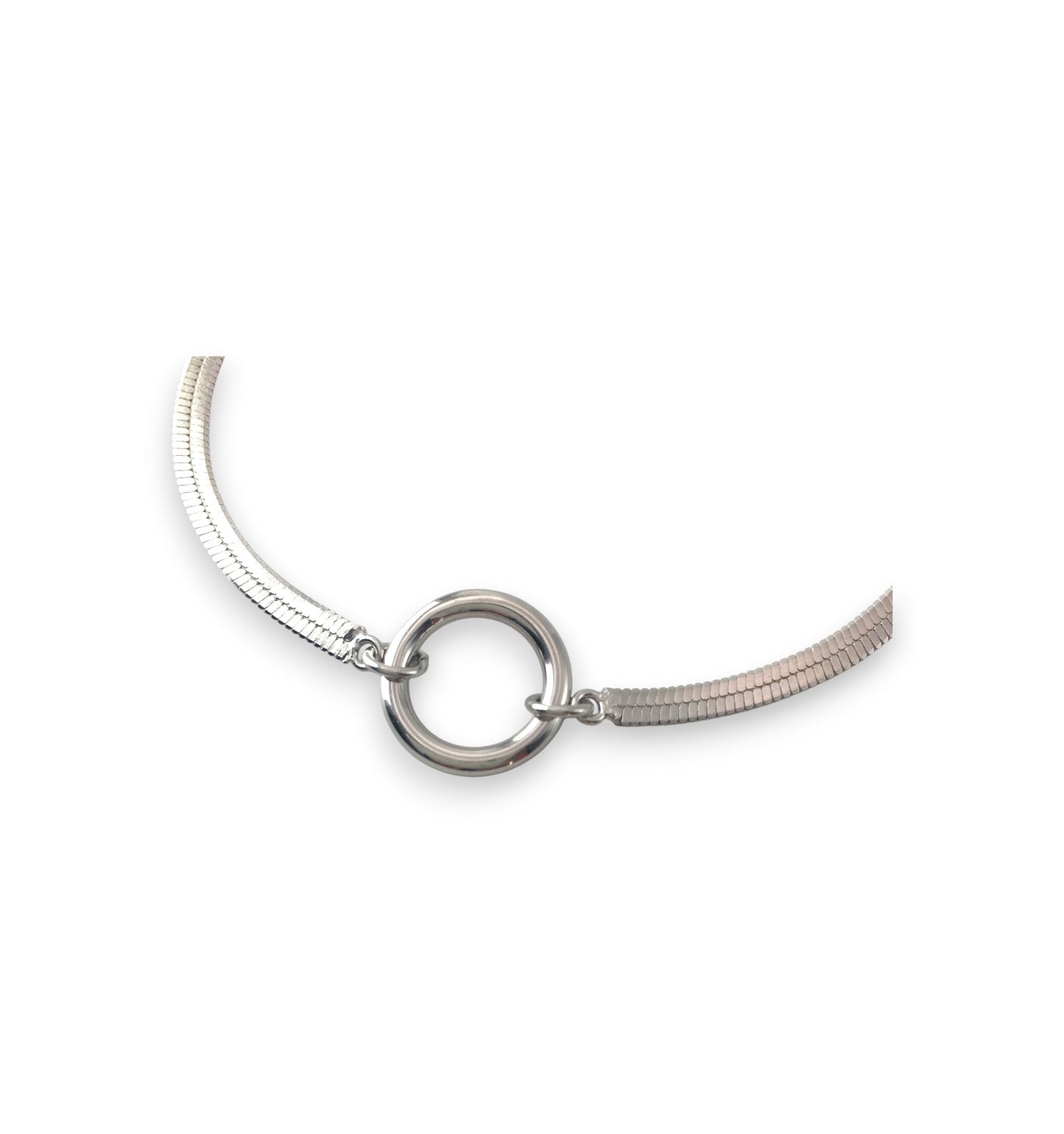 Sterling Silver Herringbone Chain Circle Linked Bracelets