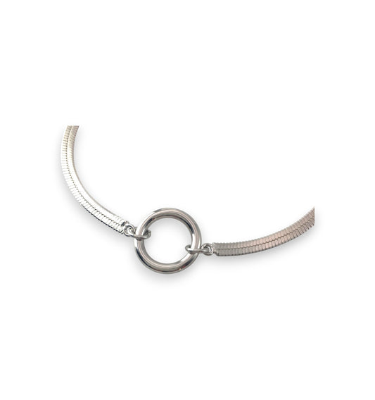 Sterling Silver Herringbone Chain Circle Linked Bracelets