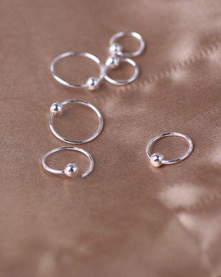 Sterling Silver Ball Closure Ring Earrings