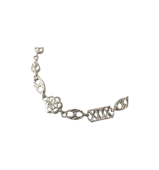 Sterling Silver Heart & Flower Linked Bracelets