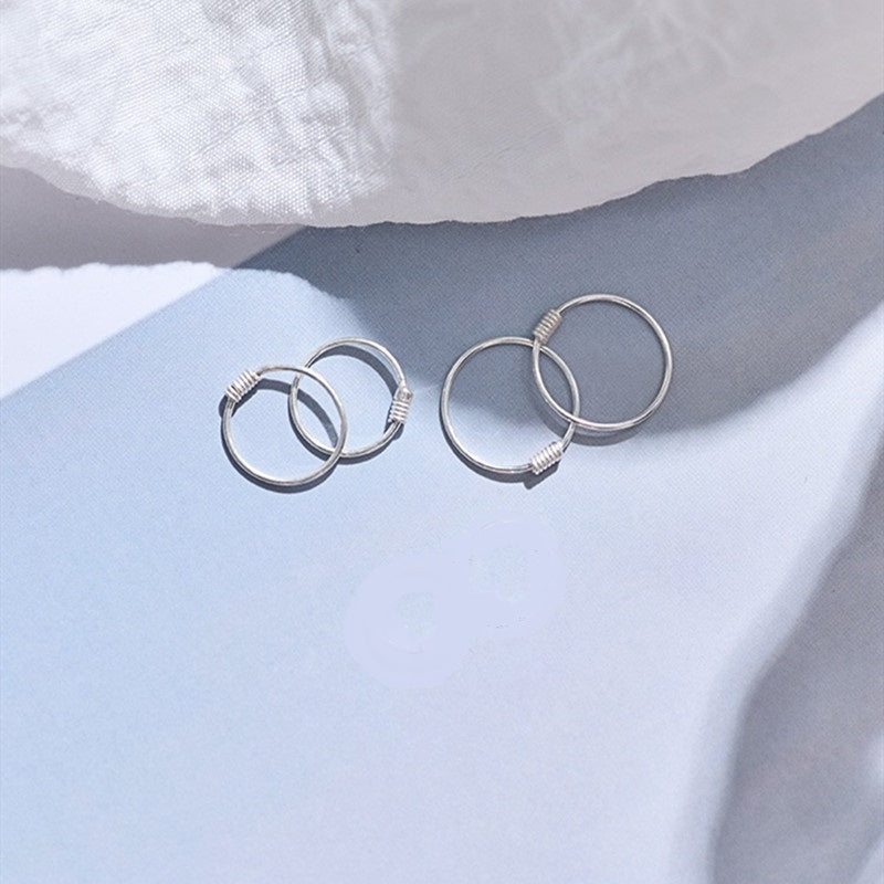 Sterling Silver Hoop Huggie Earrings