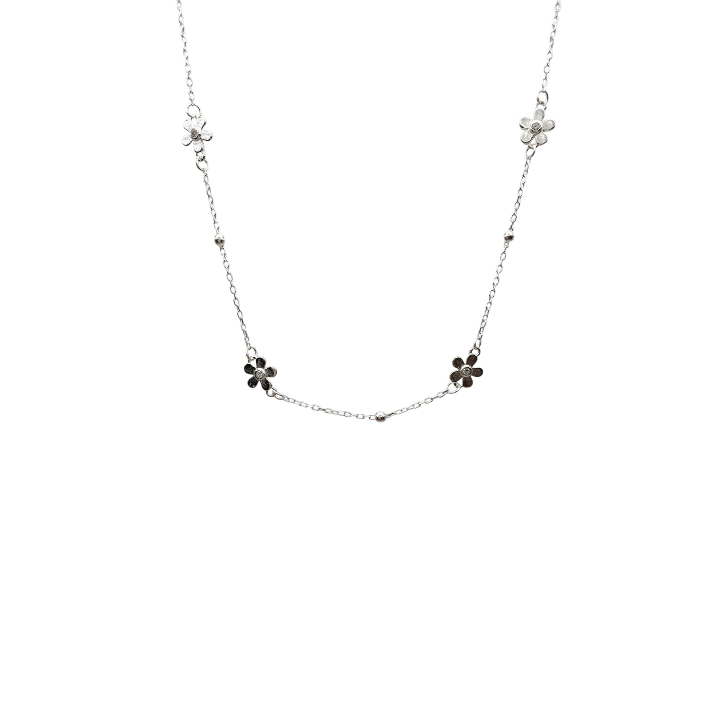 Sterling Silver Flowers Necklace