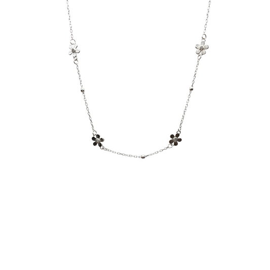 Sterling Silver Flowers Necklace