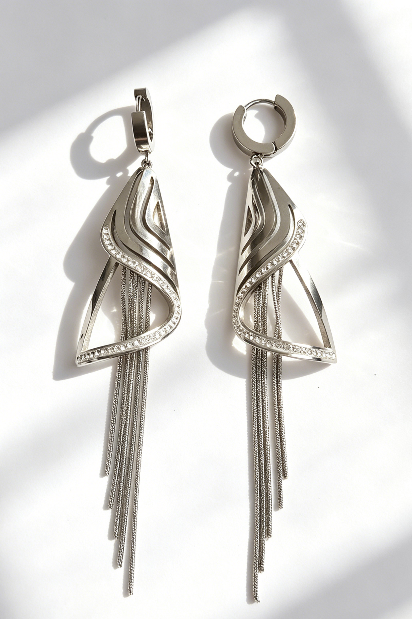 Feature Zircon Tassel Hoop Waterproof Earrings