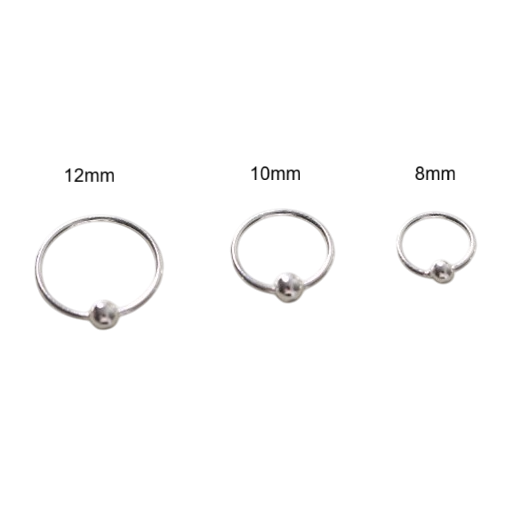 Sterling Silver Ball Closure Ring Earrings