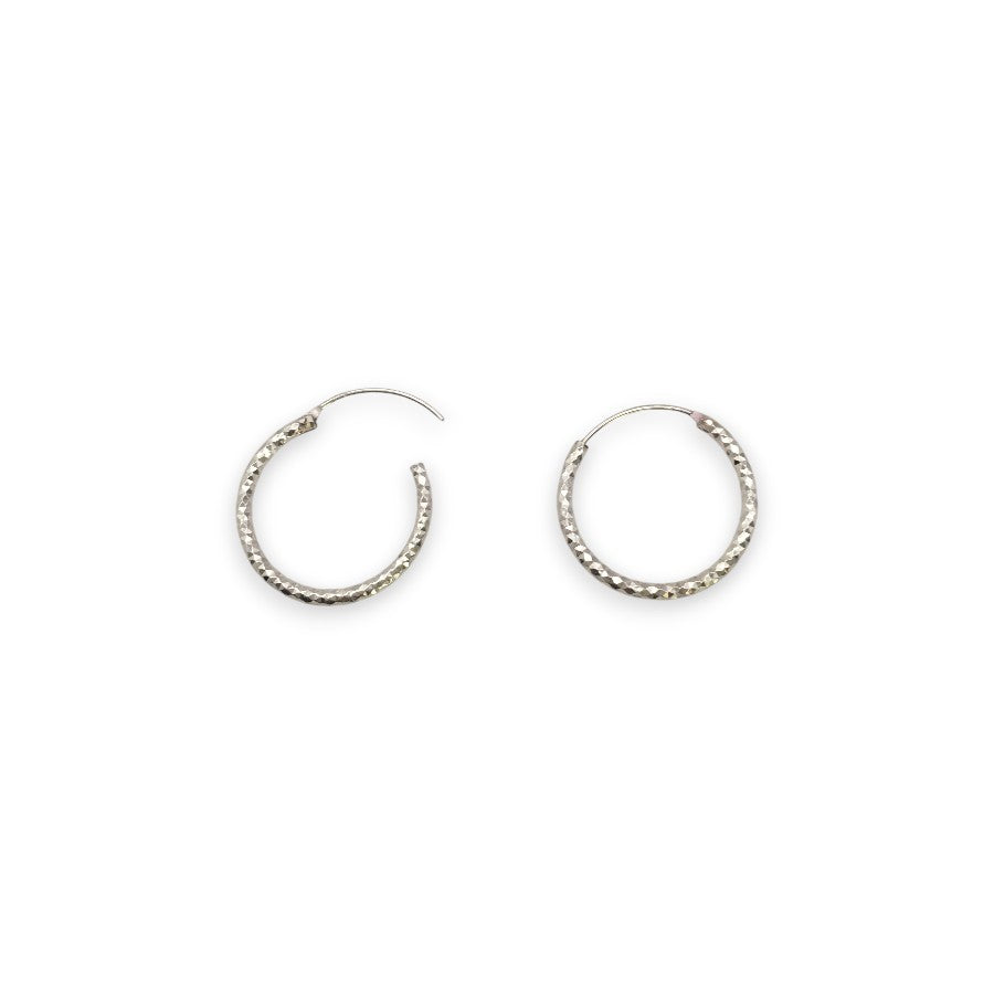 Sterling Silver Diamond Cut Hoop Earrings