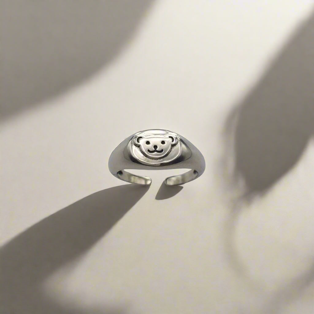 Sterling Sliver Bear Adjustable Ring