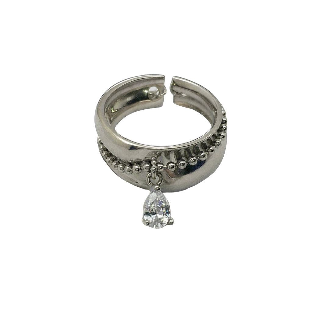 Sterling Silver Bead Chain Adjustable Ring