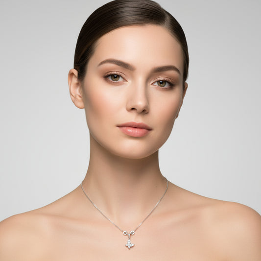 Necklace with a star-shaped pendant on a white background