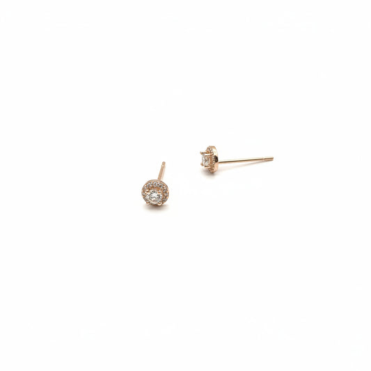 Sterling Silver Rose Gold Zircon Stud Earrings