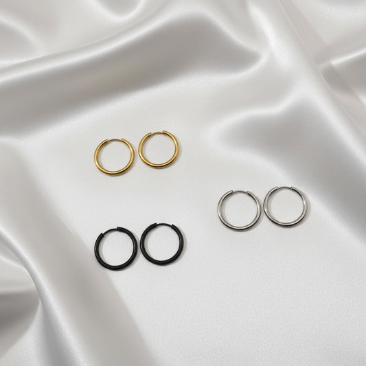 Basic Silver Round Waterproof Earrings