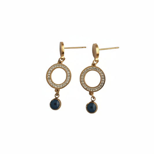 Round Zircon Evil Eye Waterproof Earrings