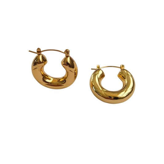 Wide Gold Hoop Waterproof Earrings