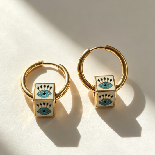 Evil Eye Rotatable Hoop Waterproof Earrings