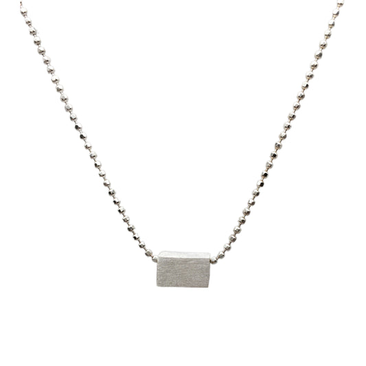 Sterling Silver Rectangular Prism Pendant Necklace