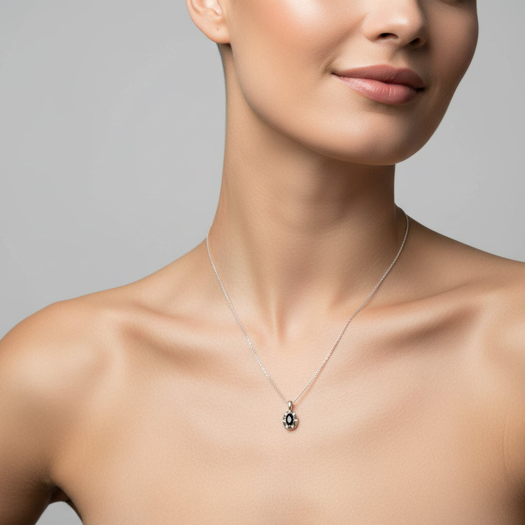 Necklace with a pendant on a white background
