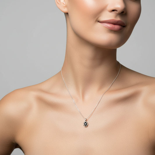 Necklace with a pendant on a white background