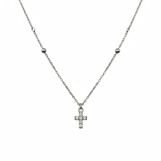 Necklace with a cross pendant on a white background
