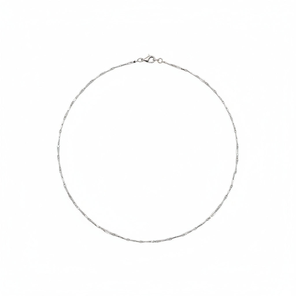 Silver necklace on a white background