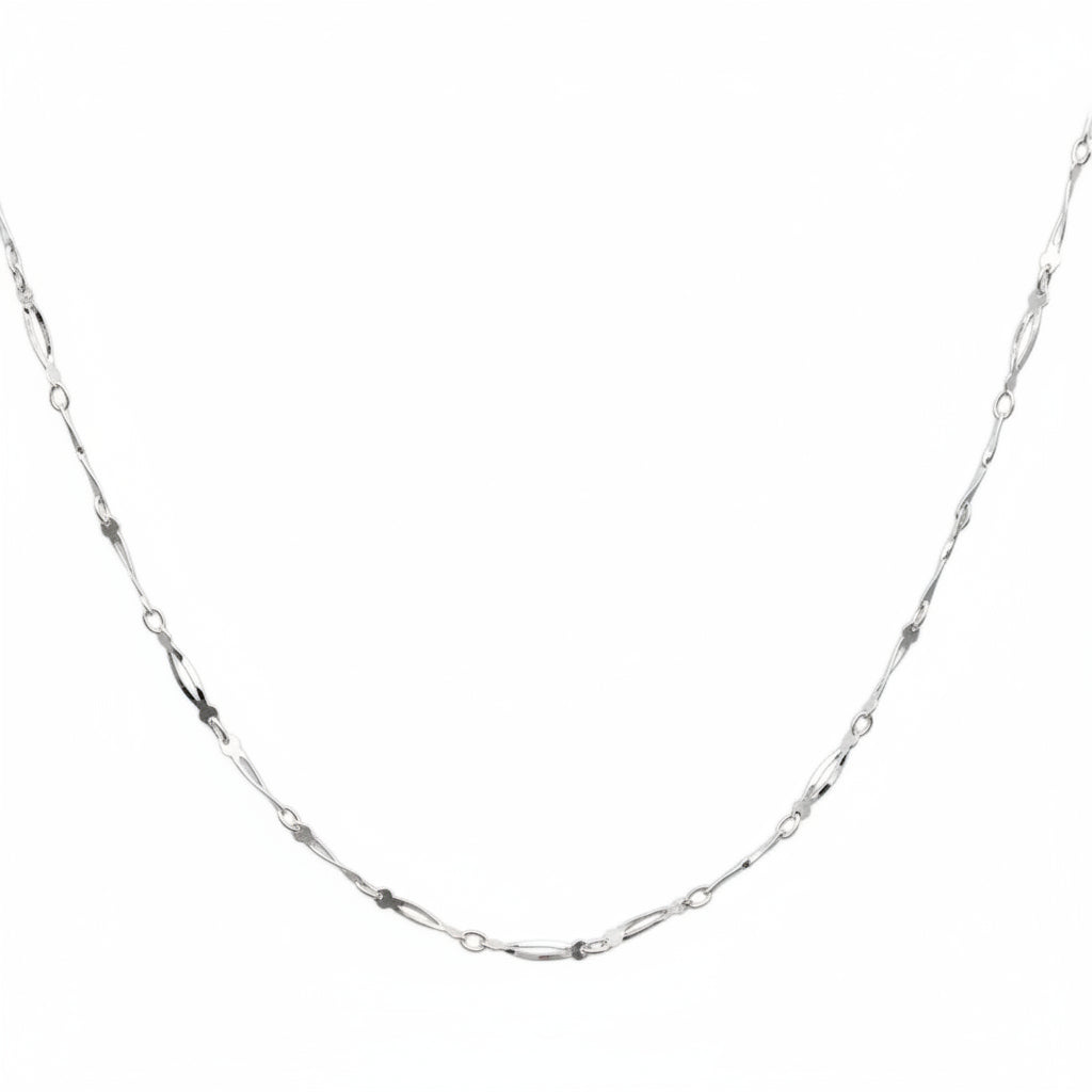 Silver chain necklace on a white background