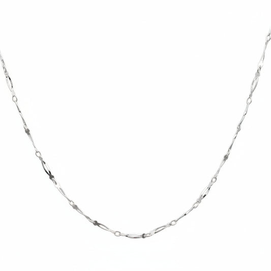 Silver chain necklace on a white background