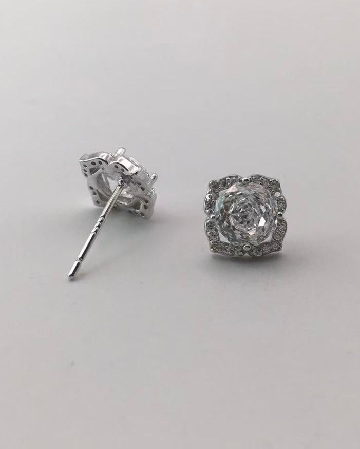 Sterling Silver Silver rose-shaped stud earrings