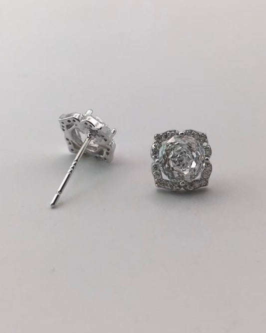 Sterling Silver Silver rose-shaped stud earrings