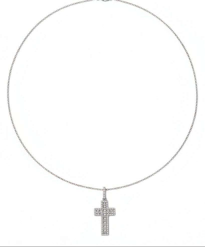 Necklace with a cross pendant on a white background