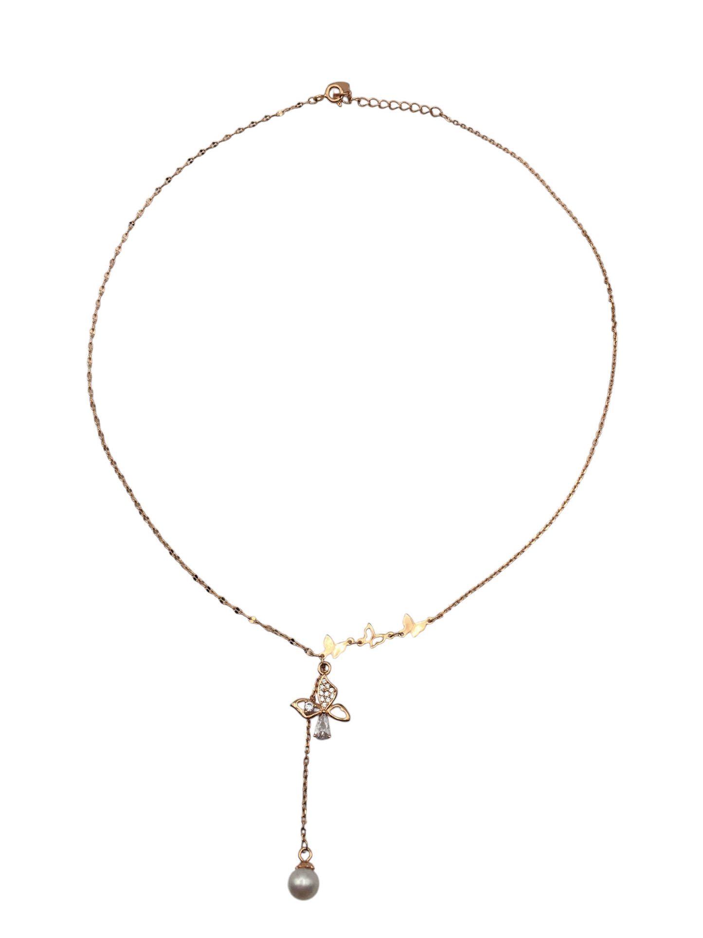 Sterling Silver Rose Gold Butterfly pendant Necklace