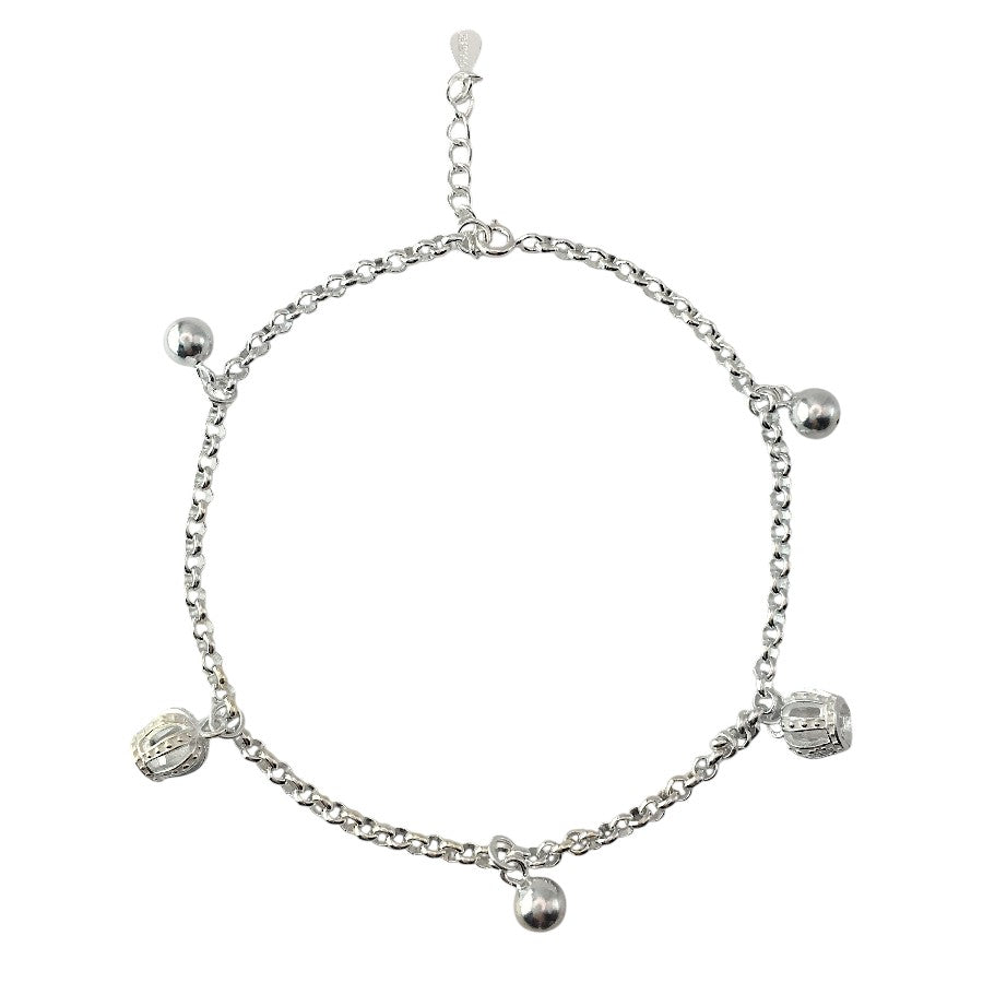 Silver bracelet with charms on a white background