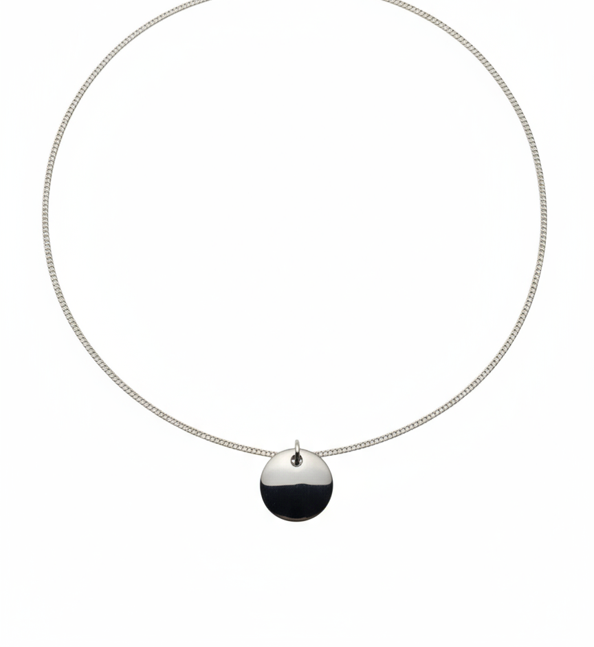 Necklace with a black pendant on a white background
