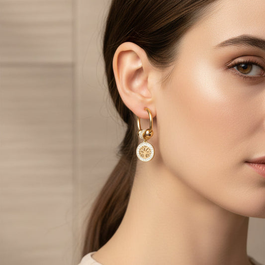Tree of Life Zircon Waterproof Earrings