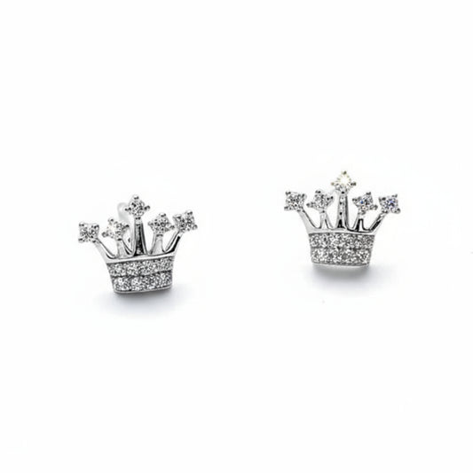 Crown-shaped earrings on a white background