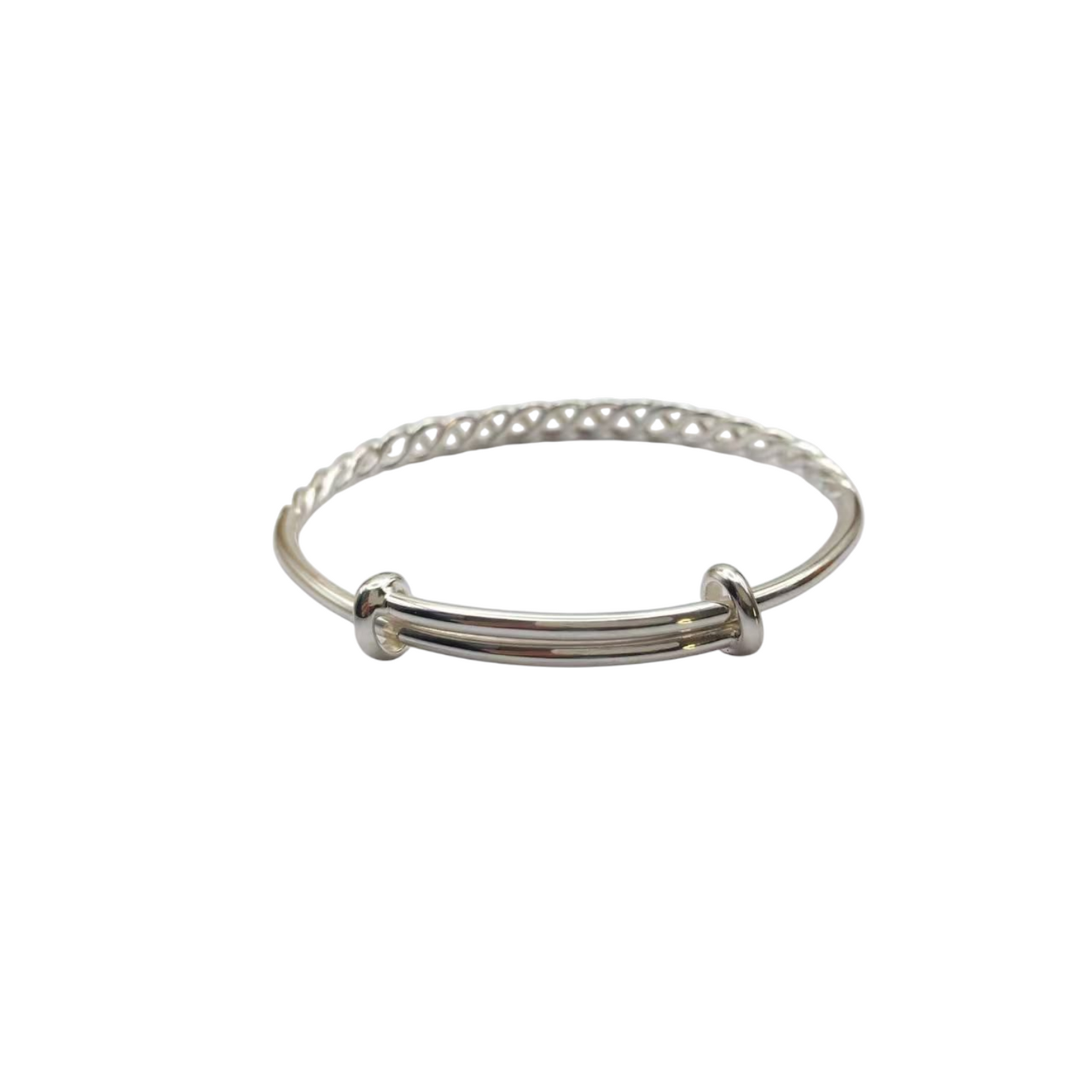 Sterling Silver Net Design Adjustable Bangle