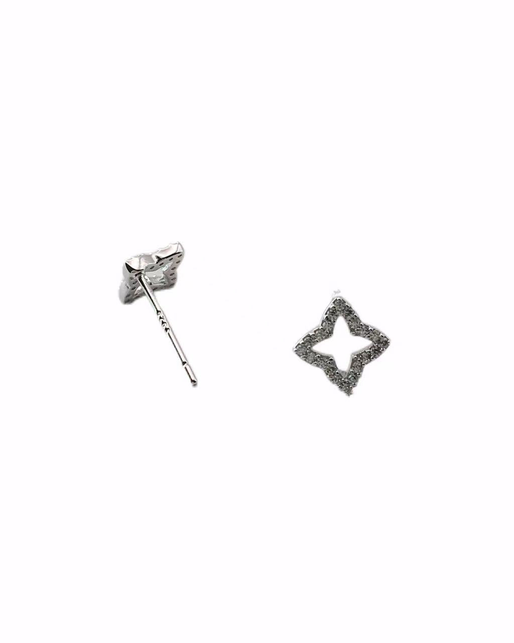Star-shaped silver earrings on a white background