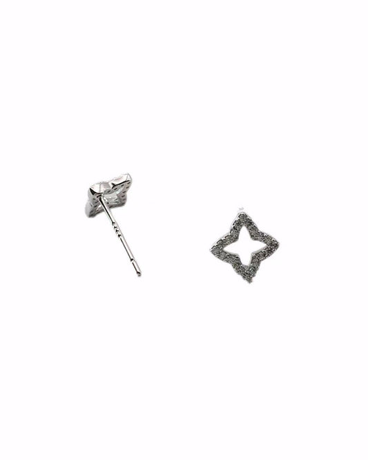 Star-shaped silver earrings on a white background