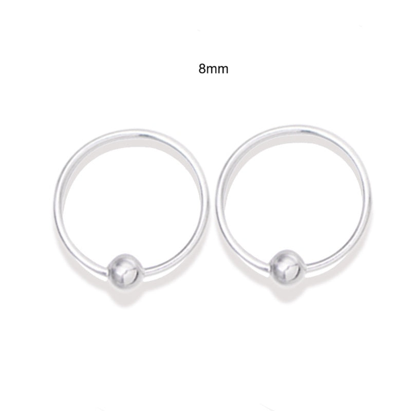 Sterling Silver Ball Closure Ring Earrings