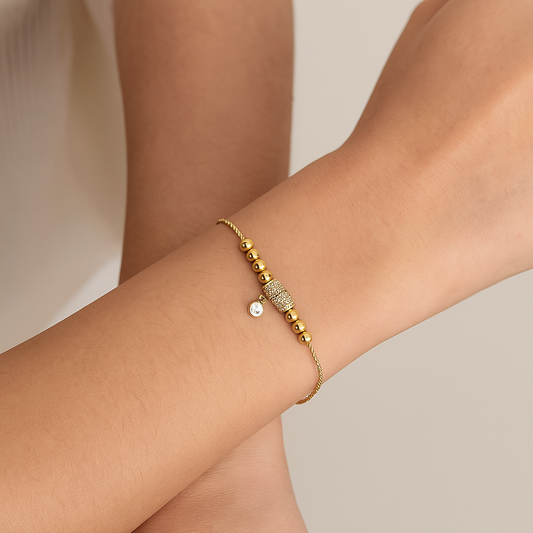 Sterling Silver Gold Plated Diamante Cylinder Bracelets