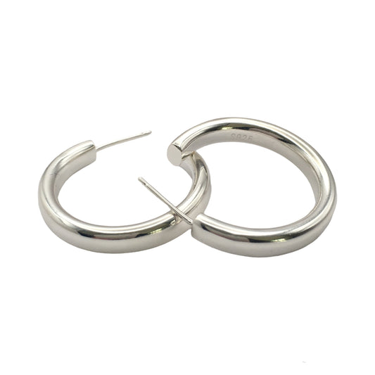 Sterling Silver Plain Hoop Earrings