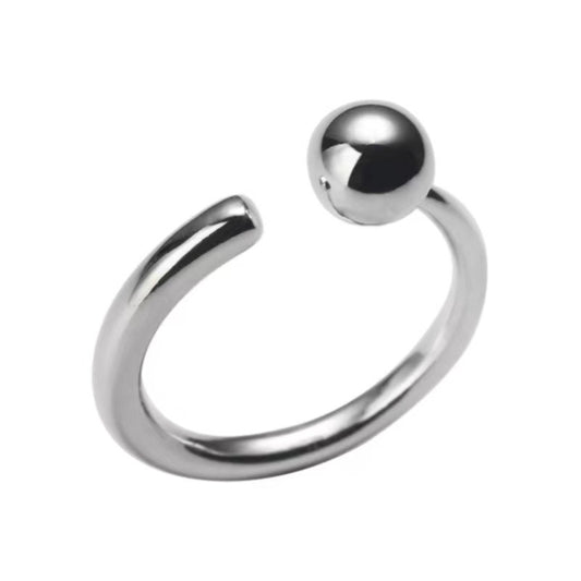 Sterling Sliver Simple Round Ball Adjustable Ring