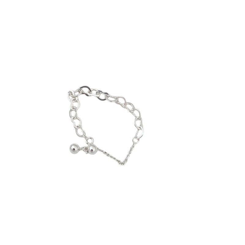 Sterling Silver Heart Chain Adjustable Ring