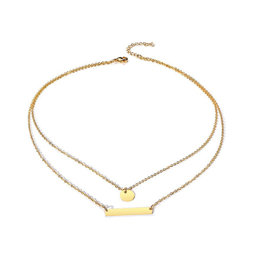 Stainless Steel Double Layered Chain ID Necklace