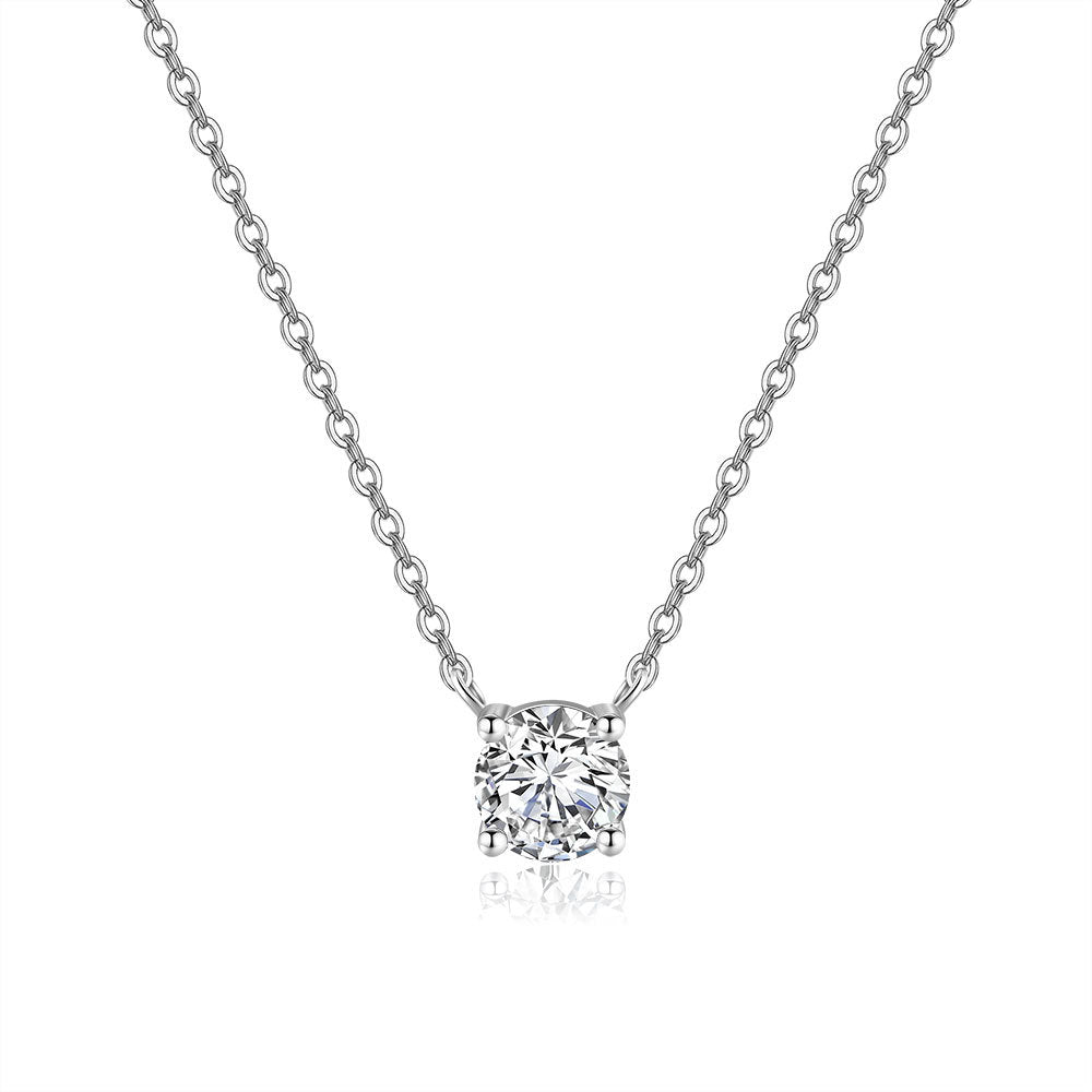 Sterling Silver Clear Cubic Zirconia Pendant Necklace