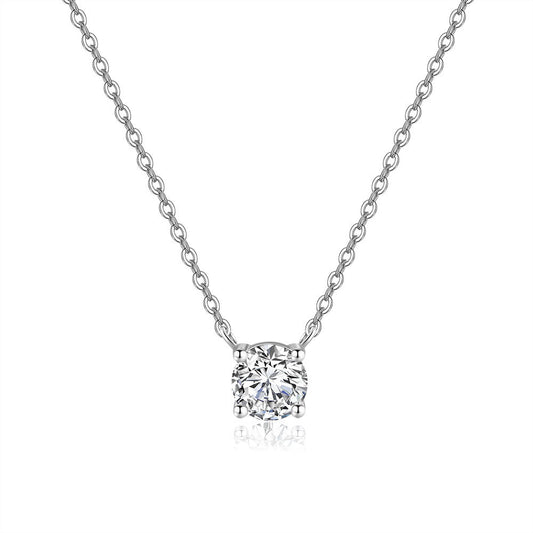 Sterling Silver Clear Cubic Zirconia Pendant Necklace