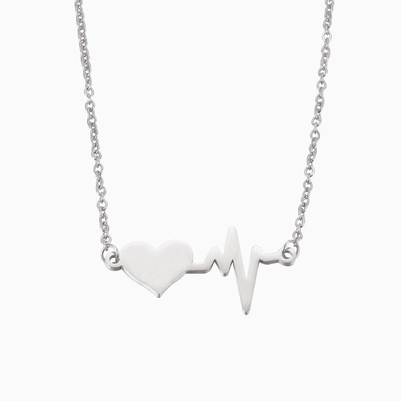 Stainless Steel Heartbeat Tag Necklace
